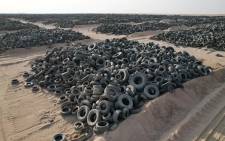 A tyre graveyard in Kuwait. Picture: @oxford_guthier/Twitter.