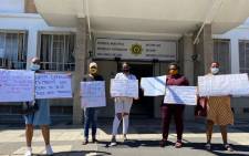 Family members of police officers protest outside the Western Cape SAPS headquarters over concerns that they will be evicted at the end of December. Picture: Supplied
