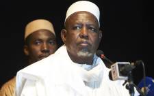 FILE: Malian imam and former head of the High Islamic Council of Mali (HCIM), Mahmoud Dicko (C) gives a speech during the official launch of his movement, the 'Coordination of movements, associations and sympathisers' (CMAS) on 7 September 2019 in Bamako. Picture: AFP