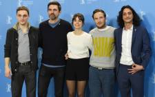 German Director Sebastian Schipper (2ndL) poses with (from L) actor Franz Rogowski, actress Laia Costa, and actors Frederick Lau and Burak Yigit at the photocall of his film Victoria presented in the competition of the 65th Berlin International Film Festival Berlinale in Berlin, on 7 February, 2015. Picture: AFP