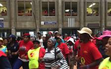 Workers affiliated with Numsa protesting at Wits University. Picture: @Numsa_Media/Twitter.