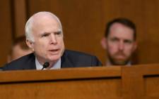 US Republican Senator John McCain asking questions to Attorney General Jeff Sessions (unseen) during a US Senate Select Committee on Intelligence hearing on Capitol Hill in Washington, DC. Picture: AFP.