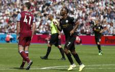 Manchester City midfielder Raheem Sterling (C) celebrates scoring his side's third goal during the English Premier League football match against West Ham United at The London Stadium, in east London on 10 August 2019. Picture: AFP