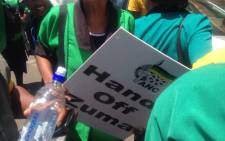 Scores of ANCWL’s members have marched to the Union Buildings in defence of Zuma's dignity saying artists must stop using the president to gain popularity. Picture: Mia Lindeque/EWN.