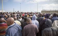 Metered taxi drivers meet at the OR Tambo airport to discuss their way forward from after they blocked main roads to the airport in protest of Uber. Picture: Thomas Holder/EWN