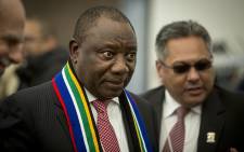 FILE: Deputy President Cyril Ramaphosa talks to potential investors during discussions at a Brand South Africa briefing at the World Economic Forum in Switerland on 17 January, 2017. Picture: Reinart Toerien/EWN