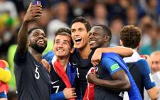 French players celebrate winning the Fifa World Cup final at the Luzhniki Stadium in Moscow on 15 July 2018. Picture: AFP