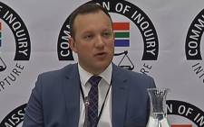 A screengrab of News24 Editor Adriaan Basson giving evidence at the Zondo commission of inquiry into state capture on 5 February 2019.
