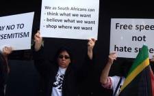 Protesters say an attack on the Jewish community is an attack on democracy. Picture: Lauren Isaacs/EWN