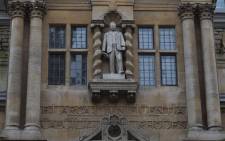 Statue of Cecil Rhodes on the front of Oriel College’s Rhodes Building, facing Oxford's High Street. Picture: oxfordhistory.org.uk.