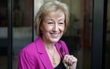 British Conservative party leadership candidate Andrea Leadsom stops to pose for photographers as she arrives at the BBC television centre in London to appear on "The Andrew Marr Show" in London on July 3, 2016. British media reported Saturday that energy minister and Brexit backer, Leadsom, has become the favourite to face Theresa May on the ballot paper. Picture: AFP.