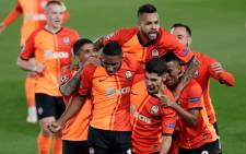 Shakhtar Donetsk players celebrate a goal against Real Madrid in their UEFA Champions League match on 21 October 2020. Picture: @ChampionsLeague/Twitter