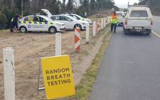 Western Cape traffic officials conducting random breath test during a roadblock. Picture: @WCGovTPW/Twitter.