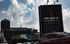 Vandalised DA billboard in Johannesburg. Picture: Kayleen Morgan/EWN