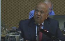 A YouTube screengrab Public Enterprises Minister Pravin Gordhan gives testimony in the commission of inquiry into governance at Sars.