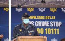 Gauteng Police Commissioner Elias Mawela addresses the  Olievenhoutbosch community during a crime prevention imbizo on 31 May 2021. Picture: SAPoliceService/Twitter