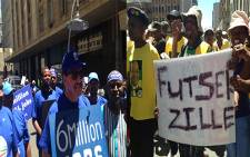 Members of the Democratic Alliance were met with resistance from ANC supporters as the opposition party took to the streets of the Johannesburg CBD for their 'Real jobs march' on 12 February 2014. Picture: Reinart Toerien.