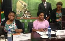 NCOP chairperson Thandi Modise (left) and National Assembly Speaker Baleka Mbete (right) at a media briefing on the 2018 State of the Nation Address. Picture: Gaye Davis/EWN