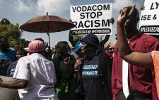 A group of supporters at Vodaworld in support of 'Please call me' inventor Nkosana Makate's. Picture: Kayleen Morgan/EWN