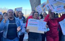 Dunoon residents demonstrated outside the Wynberg Magistrates Court on 6 June 2022 where men accused of killing e-hailing driver Abongile Mafalala appeared. Picture: Kevin Brandt/EWN.