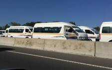 Minibus taxis blockade the N3 North approaching Alexandra during a protest on 8 November 2017. Picture: EWN Traffic