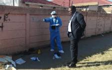 Gauteng MEC Panyaza Lesufi outside Forest High School where a pupil died after being stabbed. Picture: @Lesufi/Twitter.