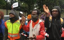 Bolt SA drivers protesting at the e-hailing service's offices in Bryanston on 12 October 2020. Picture: Edwin Ntshidi/EWN