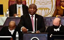 Picture: Address by President Cyril Ramaphosa at the Joint Sitting of Parliament on widespread flooding on 26 April 2022. Picture: @CyrilRamaphosa/Twitter.
