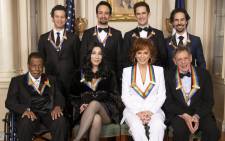 The 2018 Kennedy Center Honourees: (Back) The creators of the Broadway musical 'Hamilton'. (Front) Wayne Shorter, Cher, Reba McEntire and Philip Glass. Picture: @kencen/Twitter