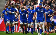 Italy's players celebrate a try during the Six Nations rugby union tournament match between France and Italy at the Stade de France in Saint-Denis, north of Paris, on 9 February 2020. Picture: AFP