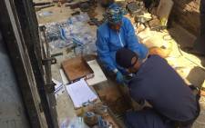  Police have discovered over 60 bombs and AK-47 guns, amongst others at the back of a shop in Randburg. Picture: Pelane Pjakgadi/EWN