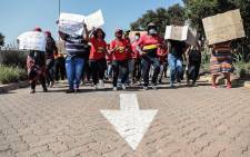 South African Municipal Workers' Union members protesting outside the Rand Water head offices in Johannesburg on 21 April 2021 to demand bonuses. Picture: Abigail Javier/Eyewitness News