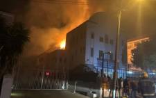 Firefighters extinguish a fire at a synagogue in Sea Point, Cape Town on 4 December 2018. Picture: Cape SA Jewish Board of Deputies/Facebook