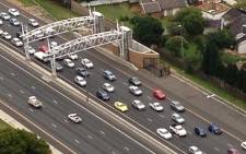 An aerial view showing an e-toll gantry on the N1 highway. Picture: Aki Anastasiou/EWN.