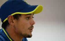FILE: South African ODI captain Quinton de Kock addresses a press conference ahead of tomorrow's first one-day international (ODI) cricket match of a three-match series between India and South Africa, at the Himachal Pradesh Cricket Association Stadium in Dharamsala on 11 March 2020. Picture: AFP