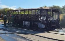 Six people died in a fire on a Putco bus on that was travelling from Tshwane to Tweefontein on 21 May 2021. Picture: @TMPDSafety/Twitter