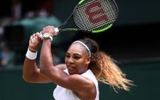 US player Serena Williams returns against Romania's Simona Halep during their women's singles final on day twelve of the 2019 Wimbledon Championships at The All England Lawn Tennis Club in Wimbledon, southwest London, on July 13, 2019.  Picture: AFP.