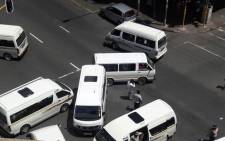 FILE: Taxi drivers belonging to rival taxi associations barricading of several streets in the Johannesburg CBD by taxi drivers. Picture: EWN Traffic.
