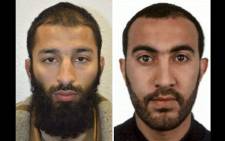 An undated handout picture released by the British Metropolitan Police Service in London on June 5, 2017 shows Khuram Shazad Butt (L) and Rachid Redouane from Barking, east London, believed by police to be two of the three attackers in the June 3 terror attack on London Bridge. Picture: AFP.