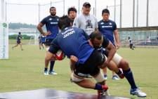 Japan's rugby team during a training session. Picture: @JRFURugby/Twitter.