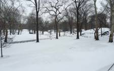 FILE:A park in New York is covered in snow after a blizzard swept across the northeastern United States. Picture: Annwen Quilliam.
