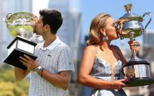 Australian Open 2020 champions Novak Djokovic (L) and Sofia Kenin (R). Picture: @AustralianOpen/Twitter 