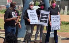 The Cancer Alliance marched to the Gauteng Premier's Office on 23 November 2021 to deliver a memorandum of demands on cancer patient needs in the province. Picture: @Cancer_ZA/Twitter