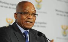 President Jacob Zuma addresses a special media briefing on the economy, especially on developments in the mining sector at the Union Buildings in Pretoria. Picture: GCIS