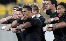 The All Blacks perform the haka during their Tri-Nations match against South Africa at Westpac Stadium in Wellington on July 30, 2011. Picture: AFP