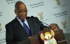 President Jacob Zuma speaks after meeting Business Unity SA and others to discuss poverty in SA. Picture: Taurai Maduna/EWN.