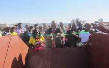 Patrick Chinamasa at a bin-opening ceremony in Rusape, Zimbabwe. Picture: Evan Mawarire/Twitter