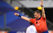 Welsh referee Nigel Owens gestures during the Autumn Nations Cup Group B international rugby union match between France and Italy, at the Stade de France stadium, in Saint-Denis, on the outskirts of Paris, on 28 November 2020. Picture: AFP