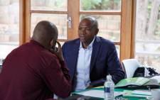 North West Premier Supra Mahumapelo in the meeting venue where the ANC met amid calls for him to be removed from office on 18 April 2018. Picture: Ihsaan Haffajee/EWN