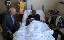 Former South African President Mr FW De Klerk visited fellow Nobel Peace Laureate Archbishop Emeritus Desmond Tutu in hospital. Pitcure: Benny Gool/Oryx Media. 